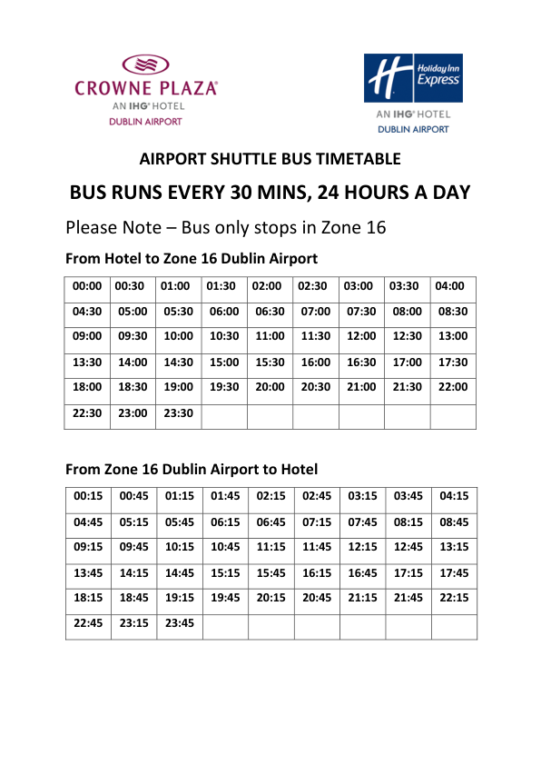 shuttle bus 24 hour schedule
